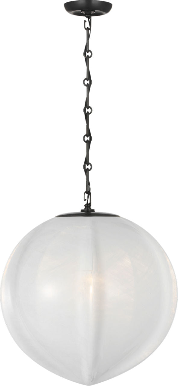Rae 17" Pendant | Bronze | White Strie Glass
