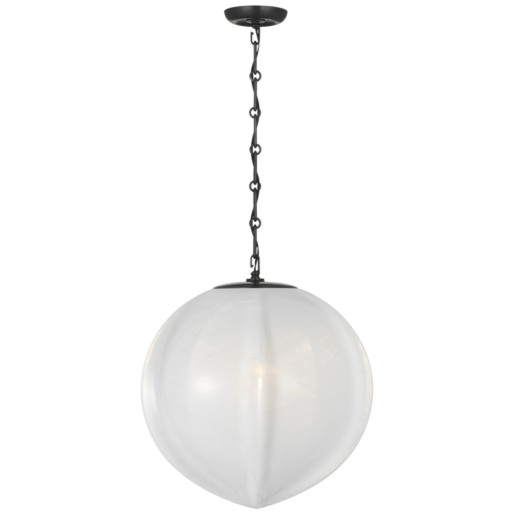 Rae 17" Pendant | Bronze | White Strie Glass