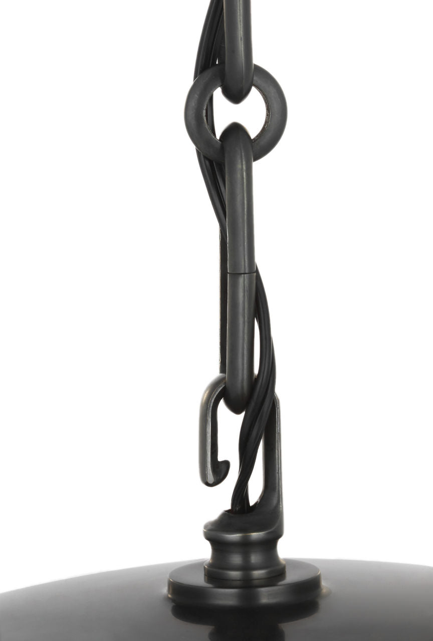 Rae 17" Pendant | Bronze | White Strie Glass