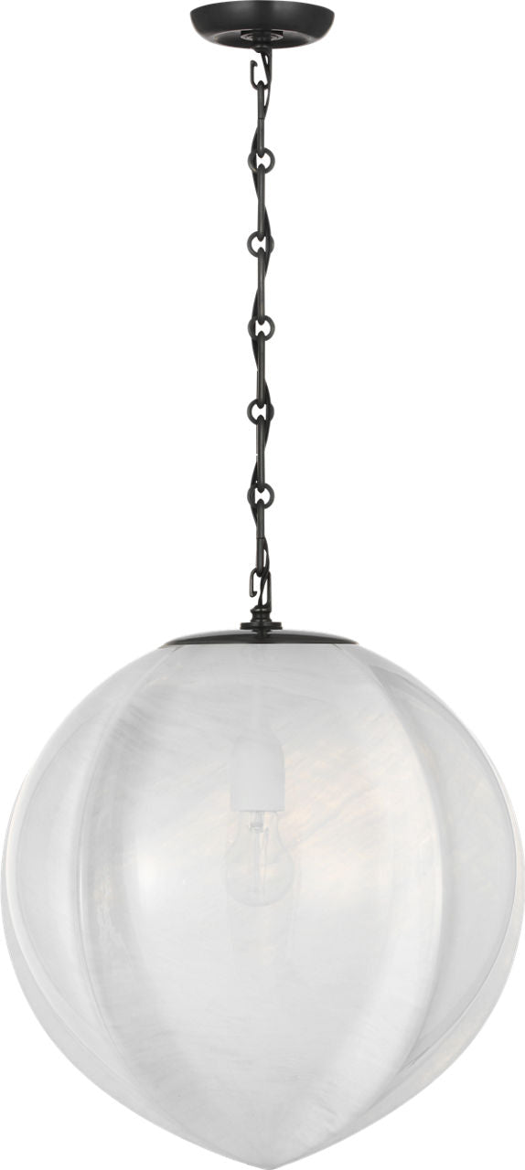 Rae 17" Pendant | Bronze | White Strie Glass