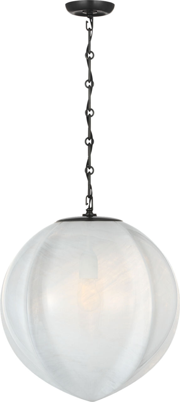 Rae 17" Pendant | Bronze | White Strie Glass