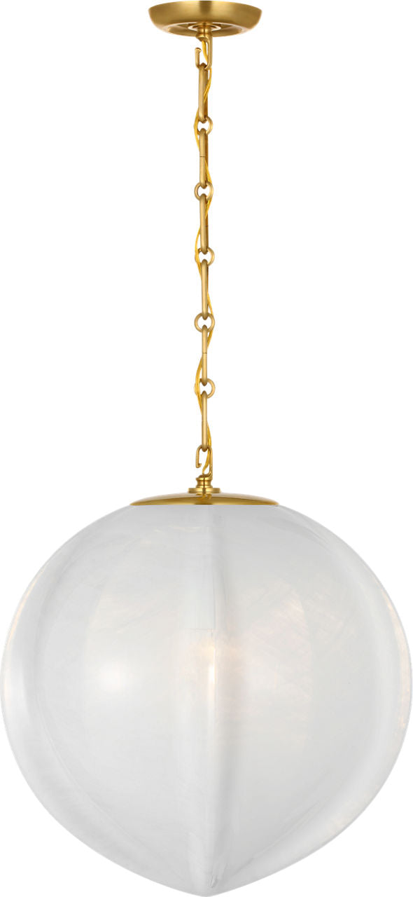 Rae 17" Pendant | Hand-Rubbed Antique Brass | White Strie Glass