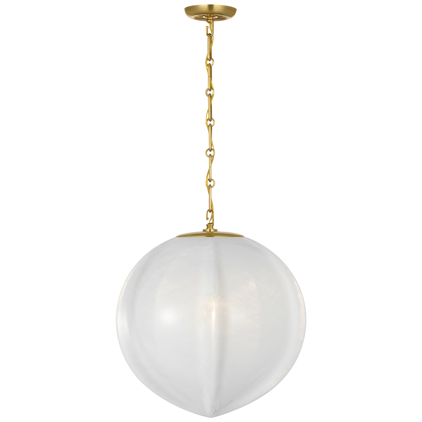 Rae 17" Pendant | Hand-Rubbed Antique Brass | White Strie Glass