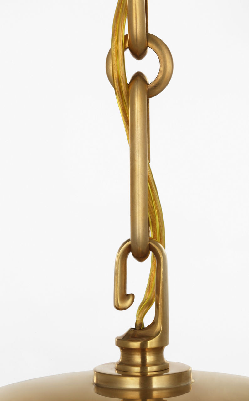 Rae 17" Pendant | Hand-Rubbed Antique Brass | White Strie Glass