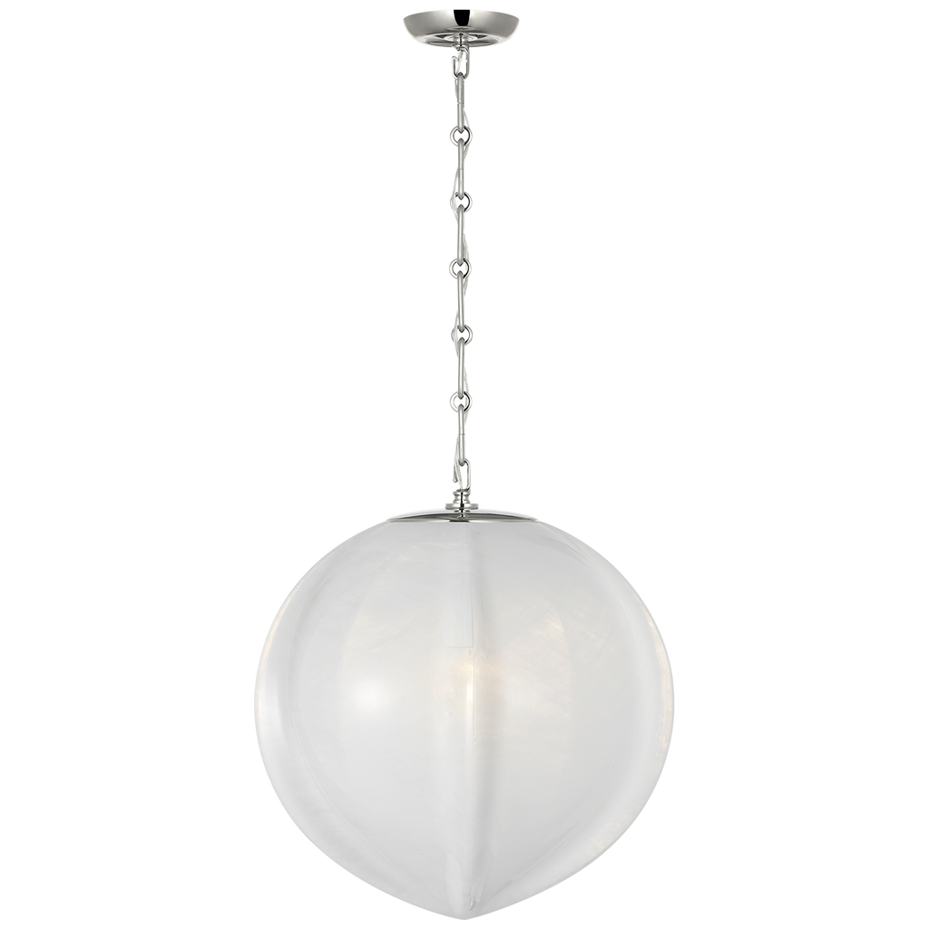 Rae 17" Pendant | Polished Nickel | White Strie Glass
