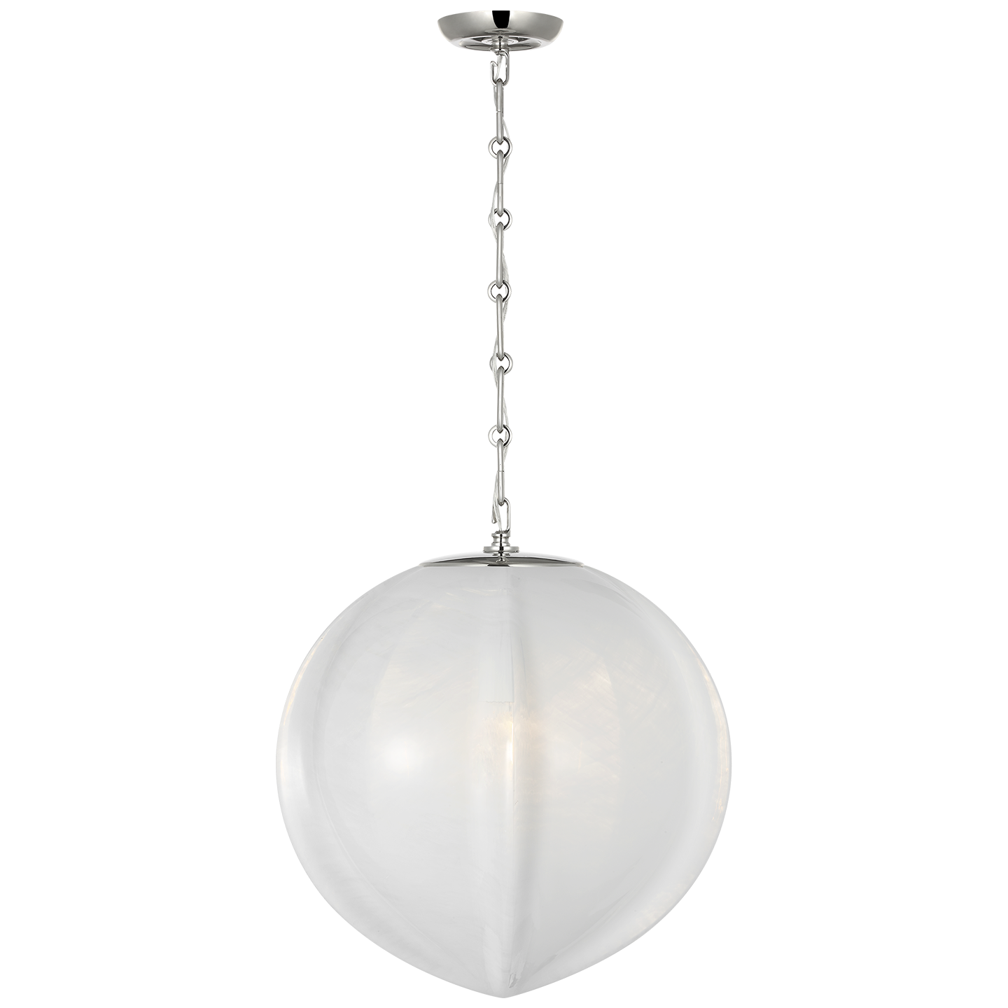 Rae 17" Pendant | Polished Nickel | White Strie Glass