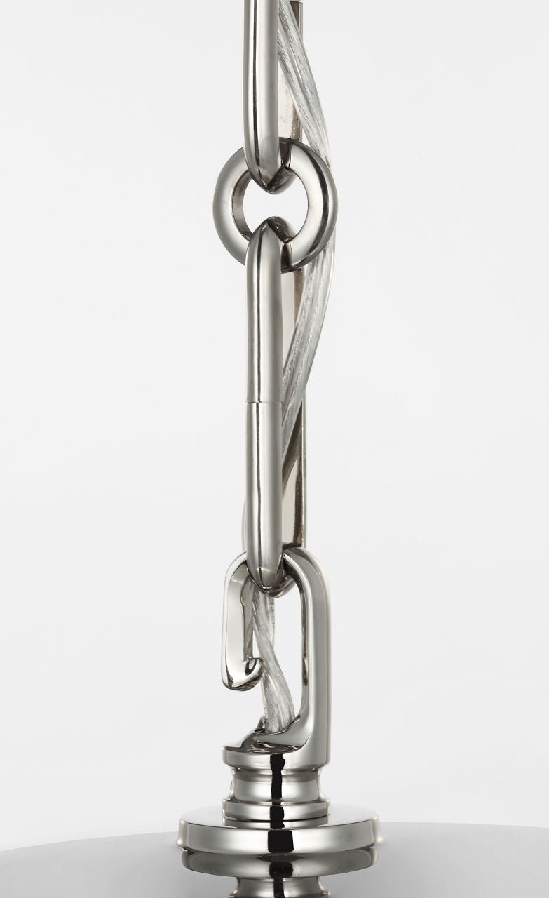 Rae 17" Pendant | Polished Nickel | White Strie Glass