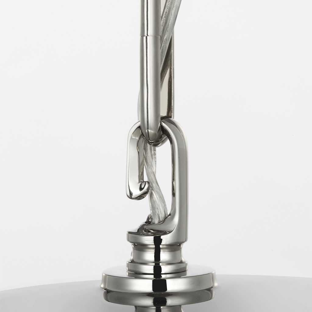 Rae 17" Pendant | Polished Nickel | White Strie Glass
