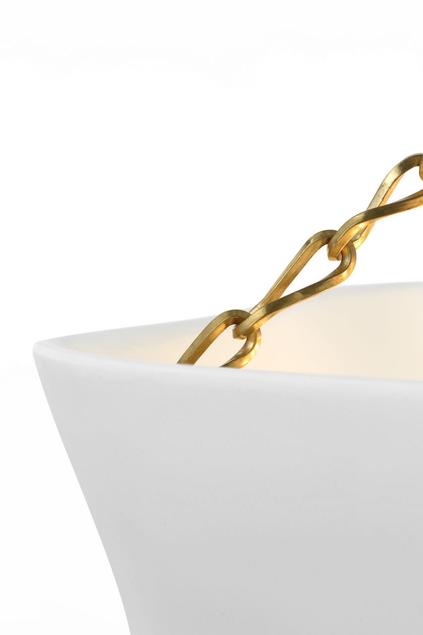 Ayers 31" Sculptural Chandelier | Hand-Rubbed Antique Brass and Plaster White