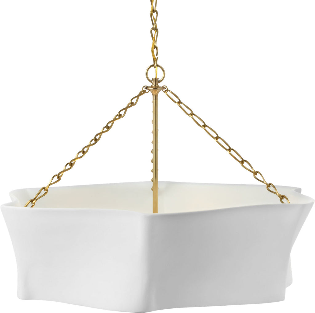 Ayers 31" Sculptural Chandelier | Hand-Rubbed Antique Brass and Plaster White