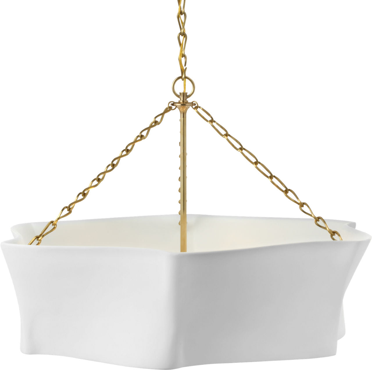 Ayers 31" Sculptural Chandelier | Hand-Rubbed Antique Brass and Plaster White