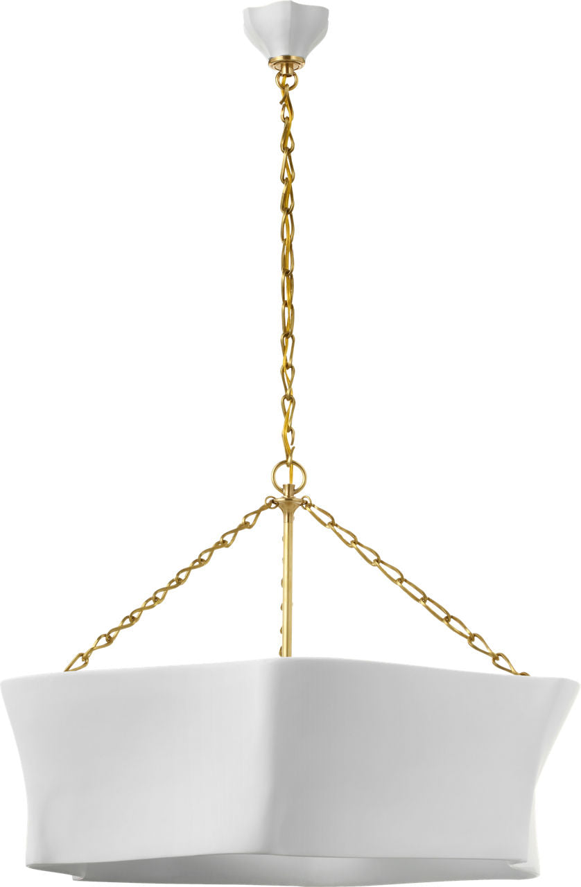 Ayers 31" Sculptural Chandelier | Hand-Rubbed Antique Brass and Plaster White
