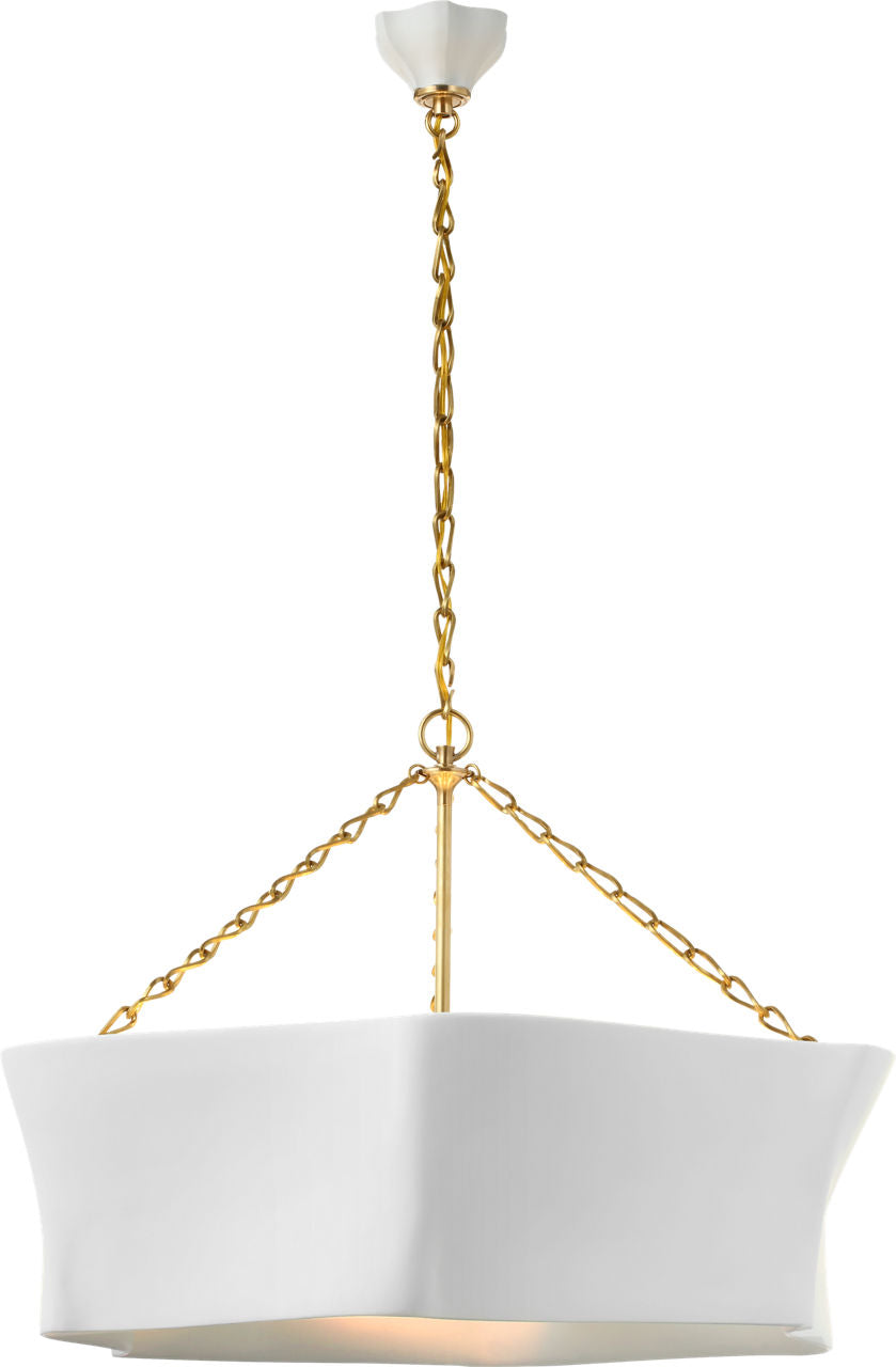 Ayers 31" Sculptural Chandelier | Hand-Rubbed Antique Brass and Plaster White
