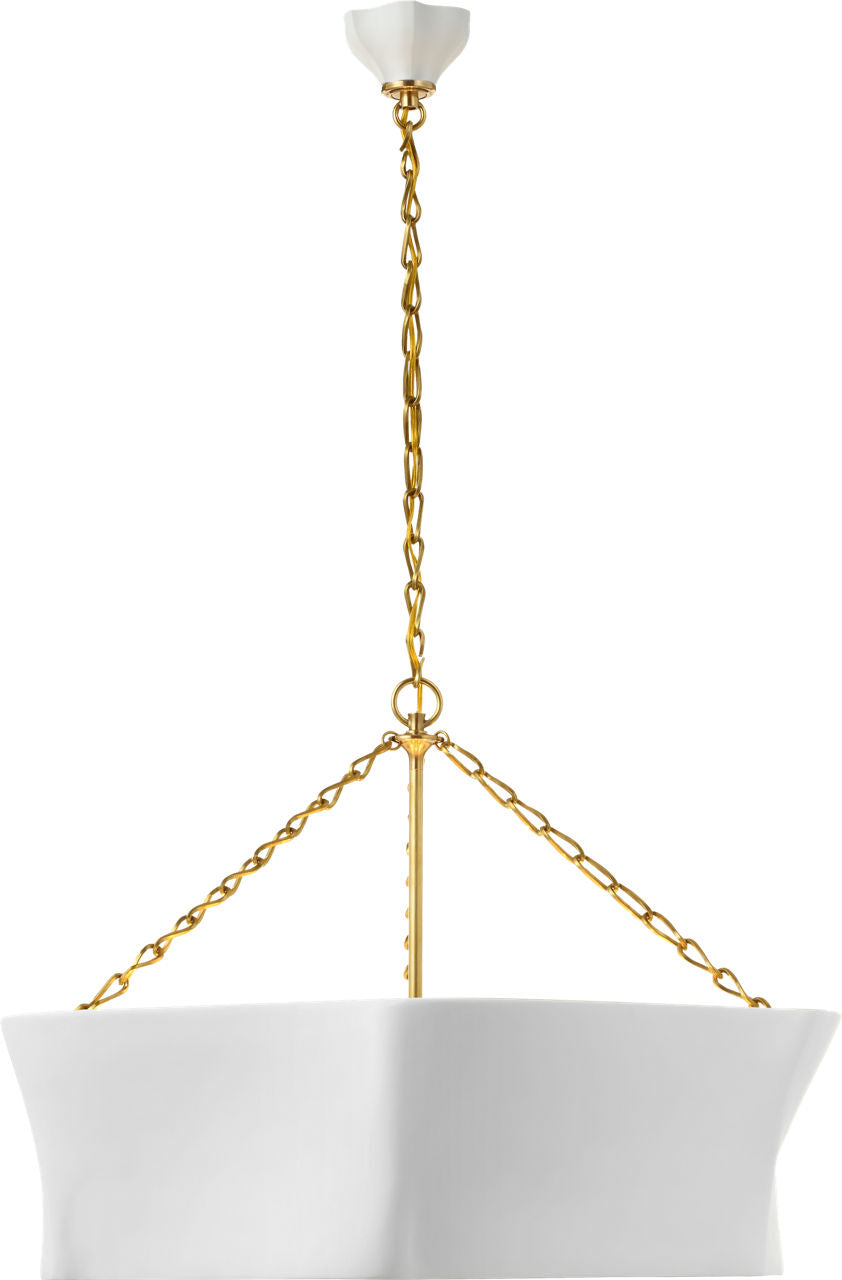 Ayers 31" Sculptural Chandelier | Hand-Rubbed Antique Brass and Plaster White