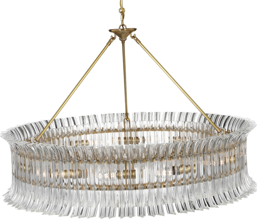 Rhine 36" Ring Chandelier | Hand-Rubbed Antique Brass | Crystal
