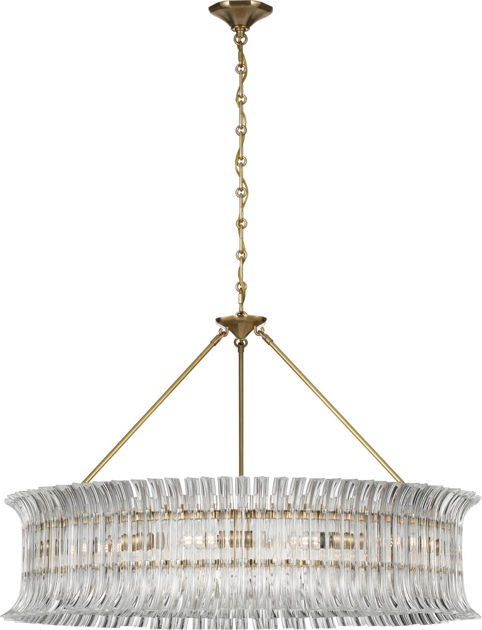 Rhine 36" Ring Chandelier | Hand-Rubbed Antique Brass | Crystal