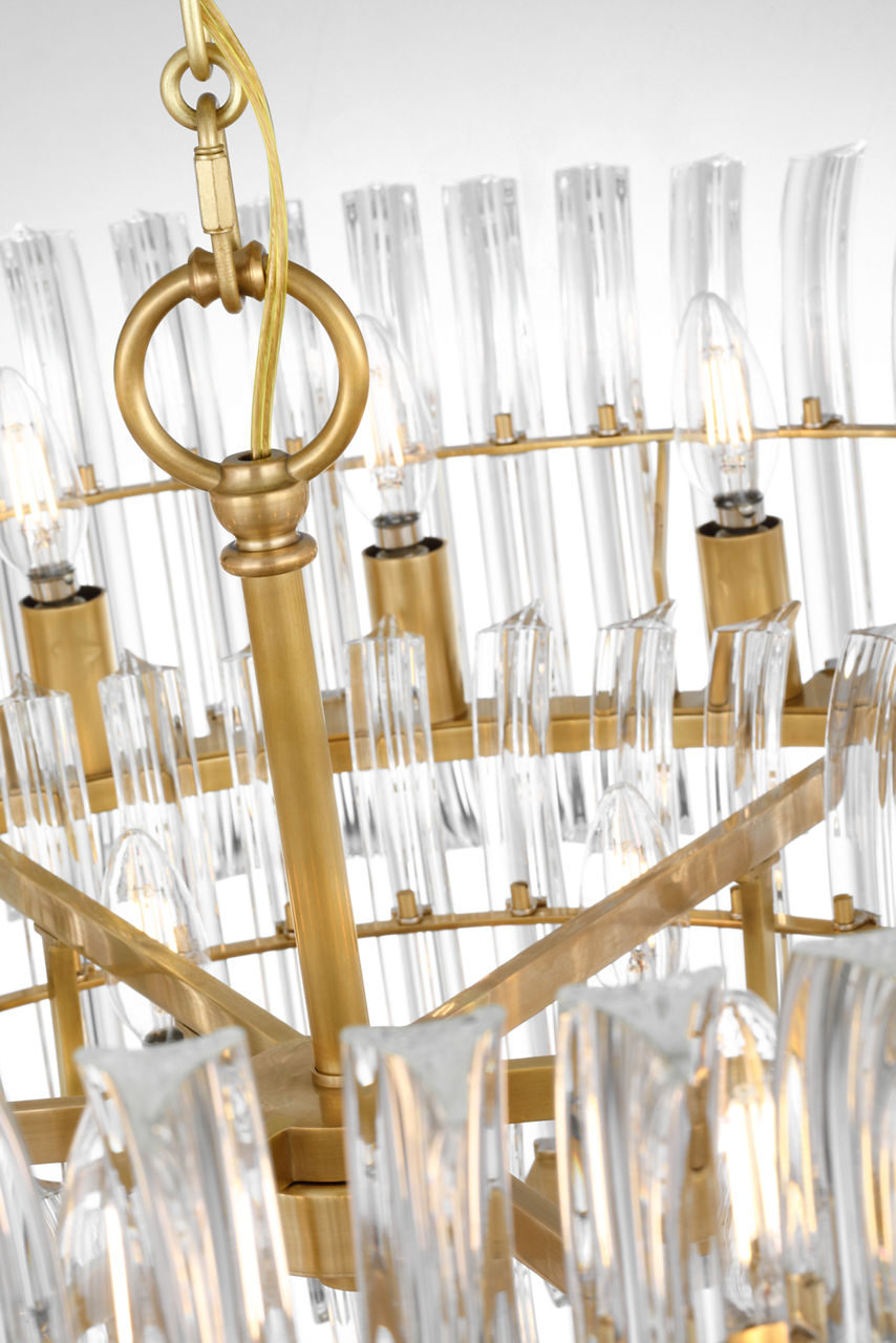 Rhine 34" Three Tier Chandelier | Hand-Rubbed Antique Brass | Crystal