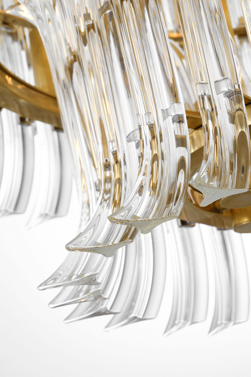 Rhine 34" Three Tier Chandelier | Hand-Rubbed Antique Brass | Crystal
