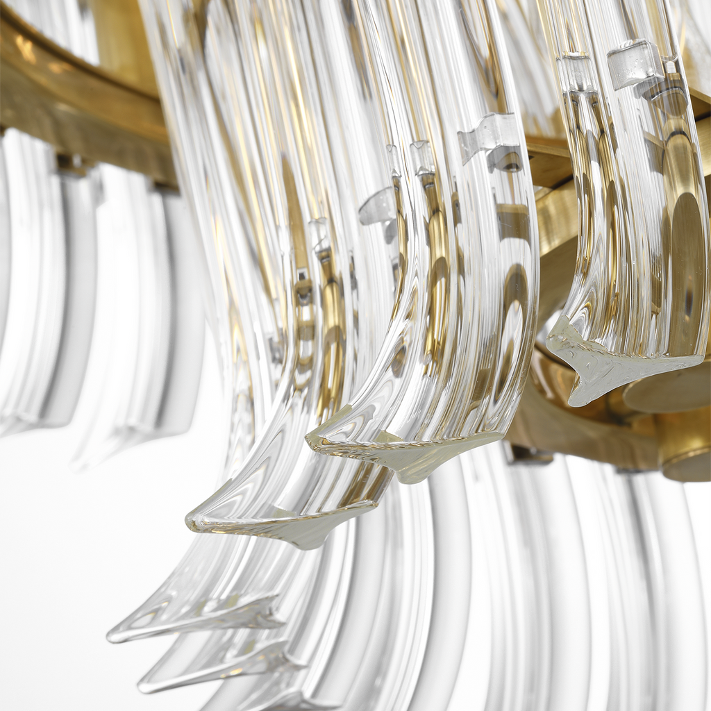 Rhine 34" Three Tier Chandelier | Hand-Rubbed Antique Brass | Crystal