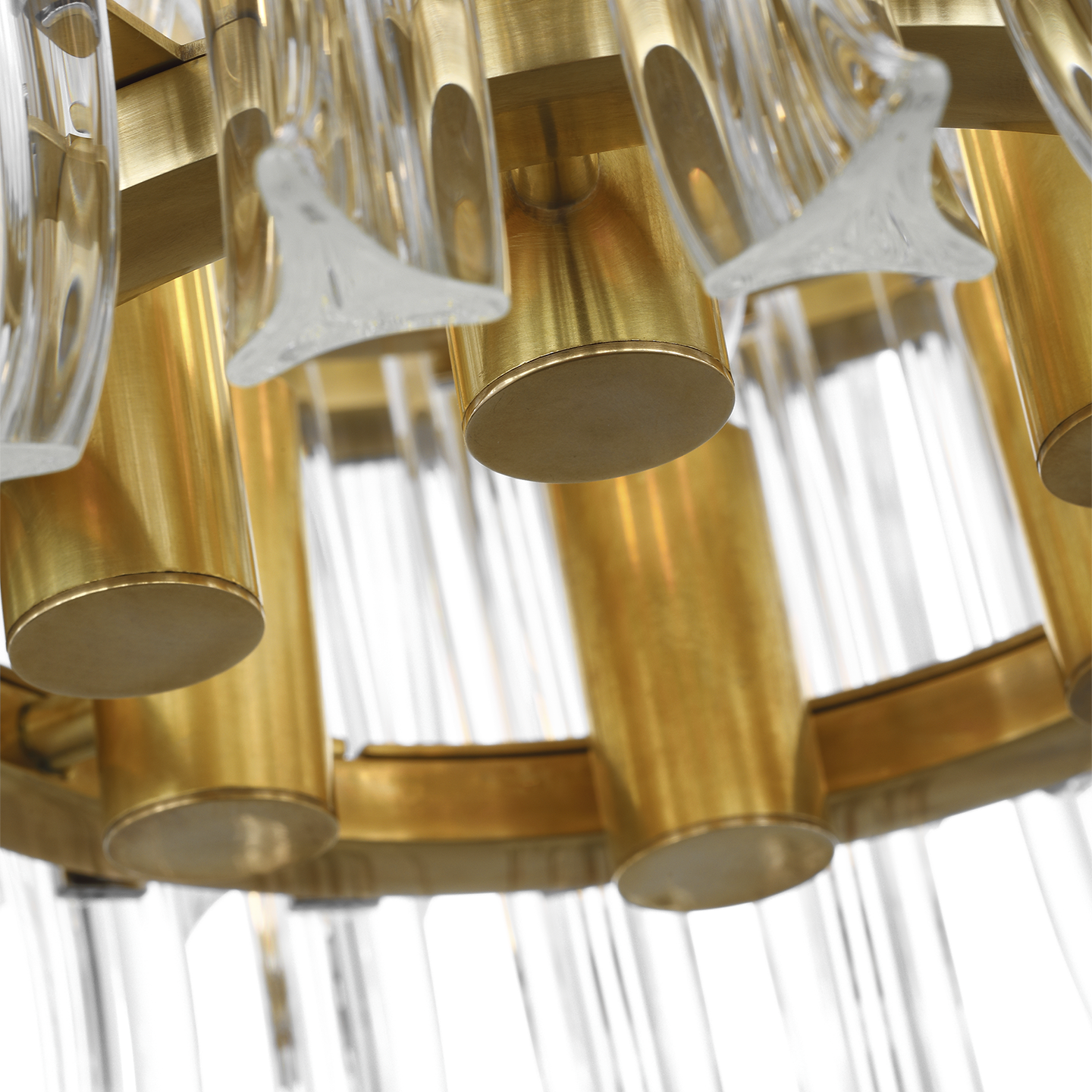 Rhine 34" Three Tier Chandelier | Hand-Rubbed Antique Brass | Crystal