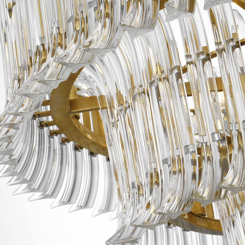 Rhine 34" Three Tier Chandelier | Hand-Rubbed Antique Brass | Crystal