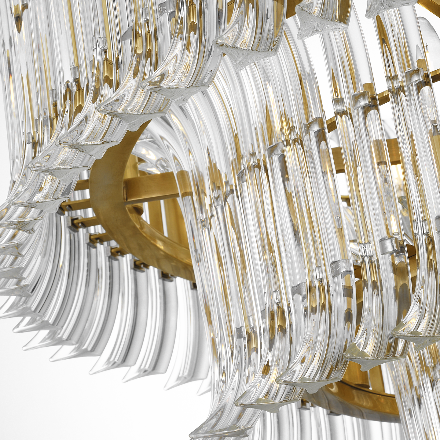 Rhine 34" Three Tier Chandelier | Hand-Rubbed Antique Brass | Crystal