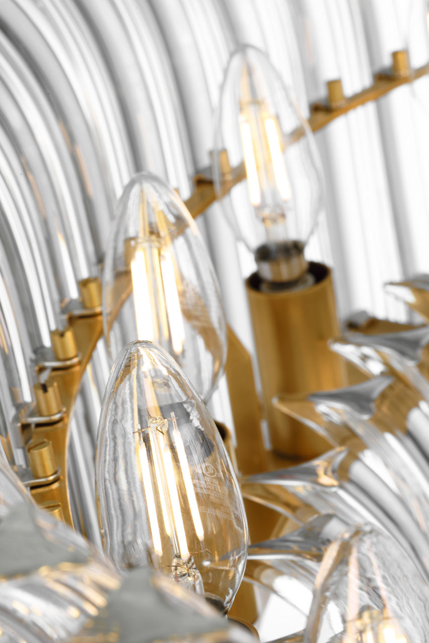 Rhine 34" Three Tier Chandelier | Hand-Rubbed Antique Brass | Crystal