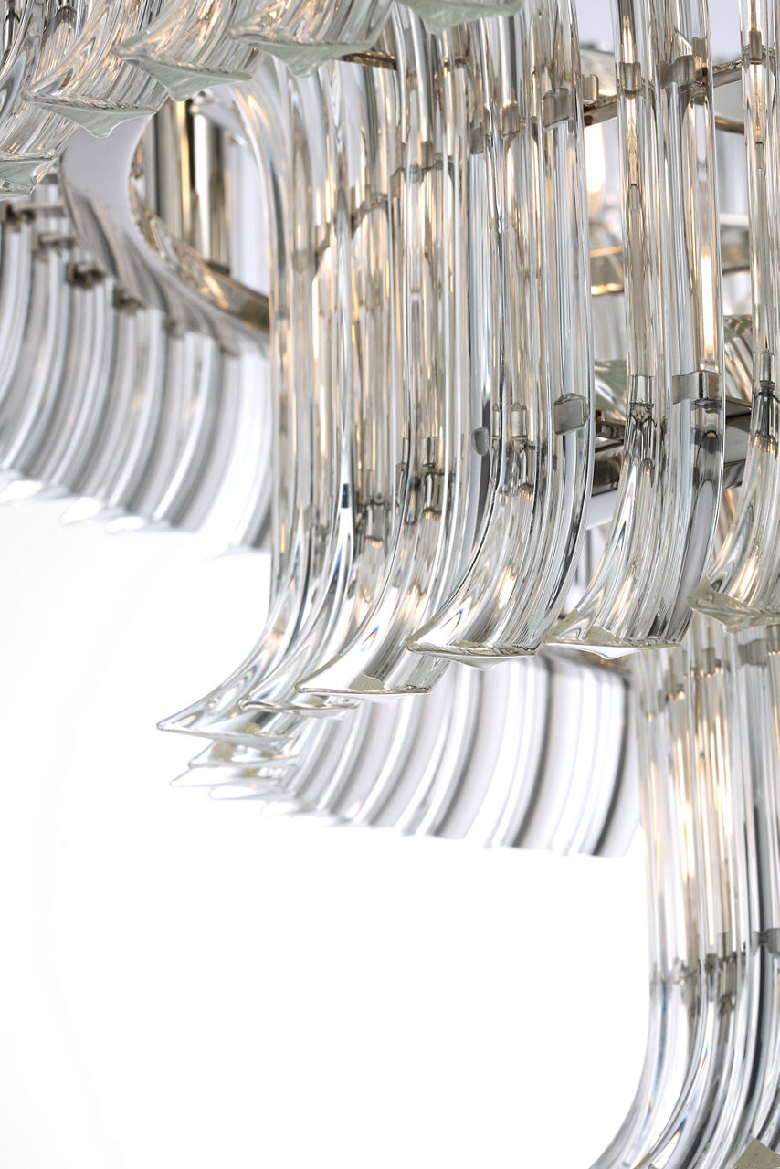 Rhine 34" Three Tier Chandelier | Polished Nickel | Crystal
