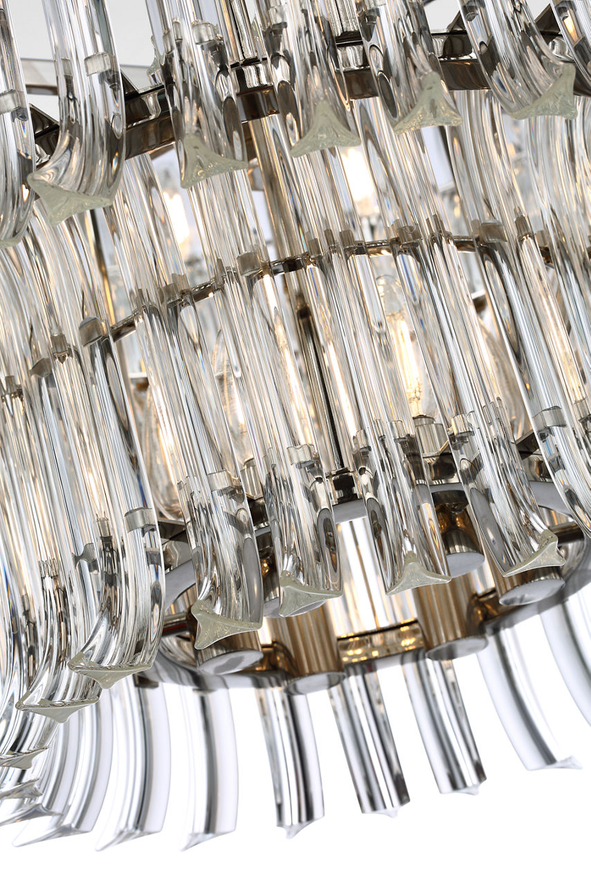 Rhine 34" Three Tier Chandelier | Polished Nickel | Crystal