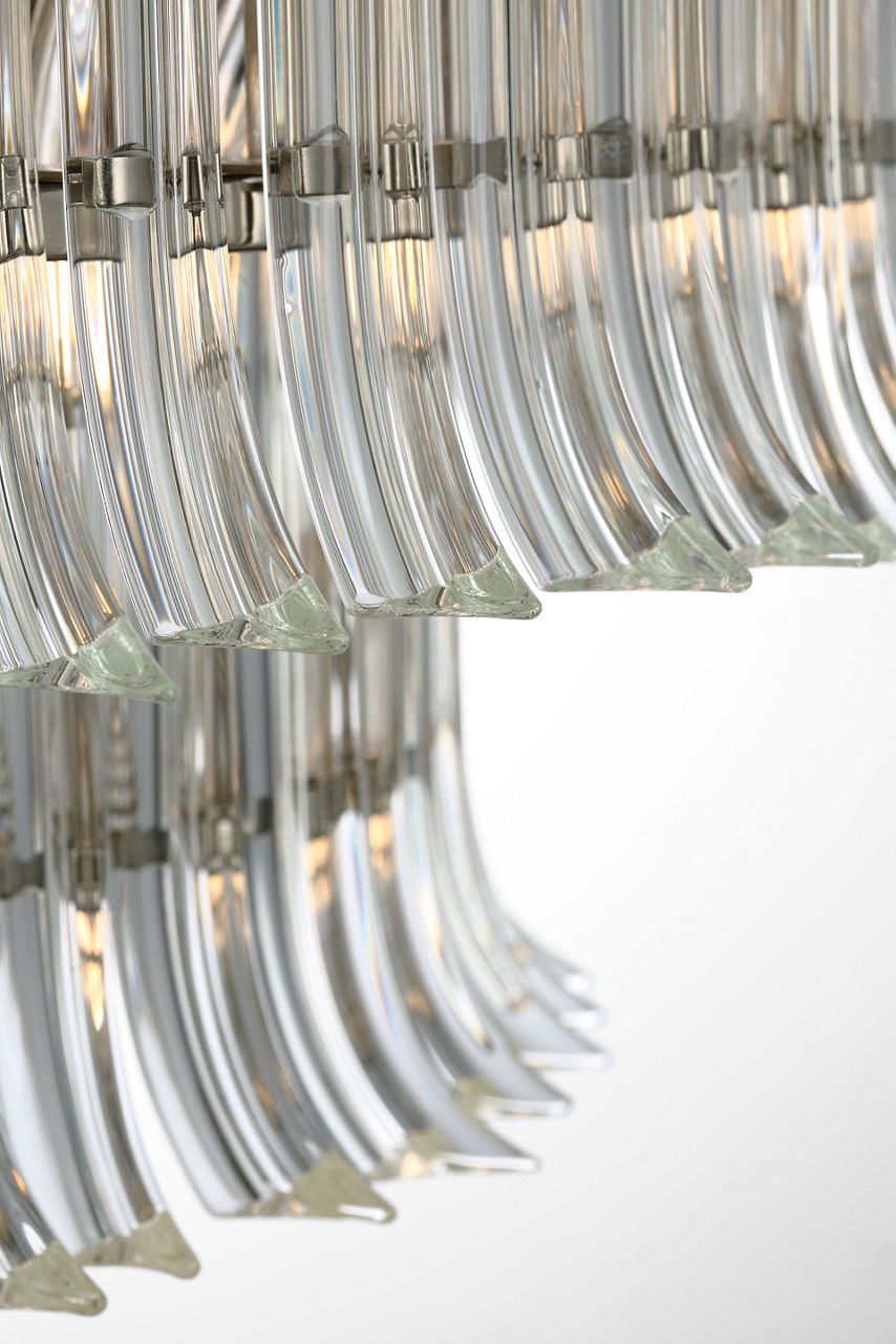 Rhine 34" Three Tier Chandelier | Polished Nickel | Crystal