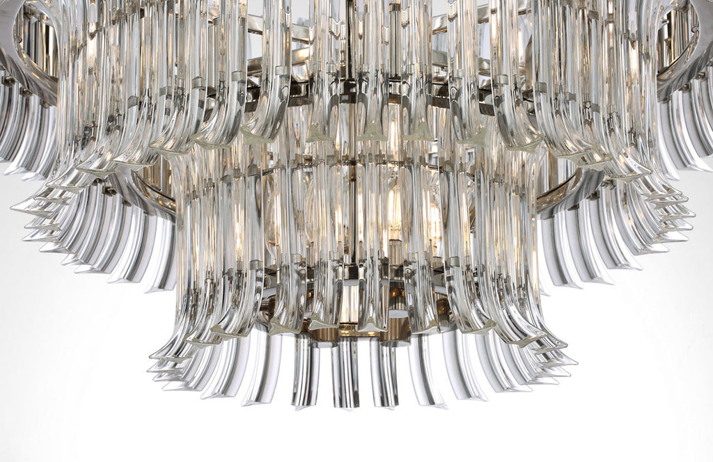 Rhine 34" Three Tier Chandelier | Polished Nickel | Crystal