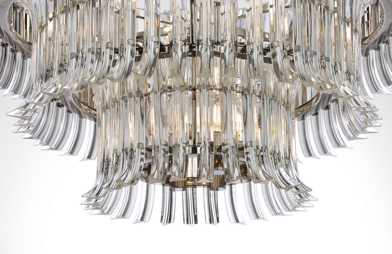 Rhine 34" Three Tier Chandelier | Polished Nickel | Crystal