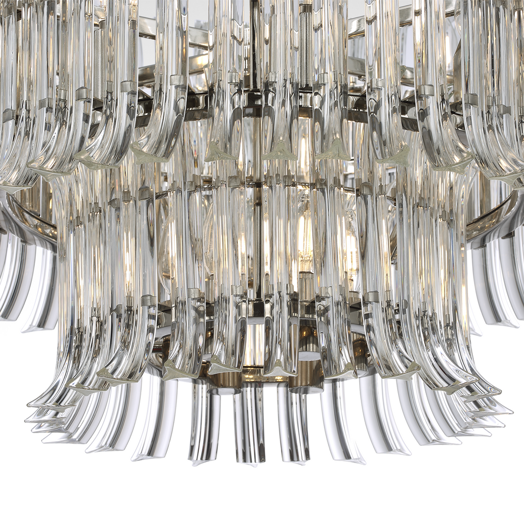 Rhine 34" Three Tier Chandelier | Polished Nickel | Crystal