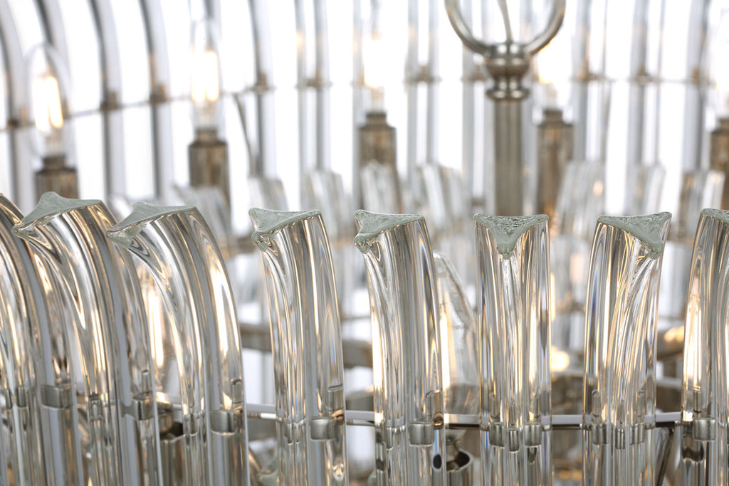 Rhine 34" Three Tier Chandelier | Polished Nickel | Crystal