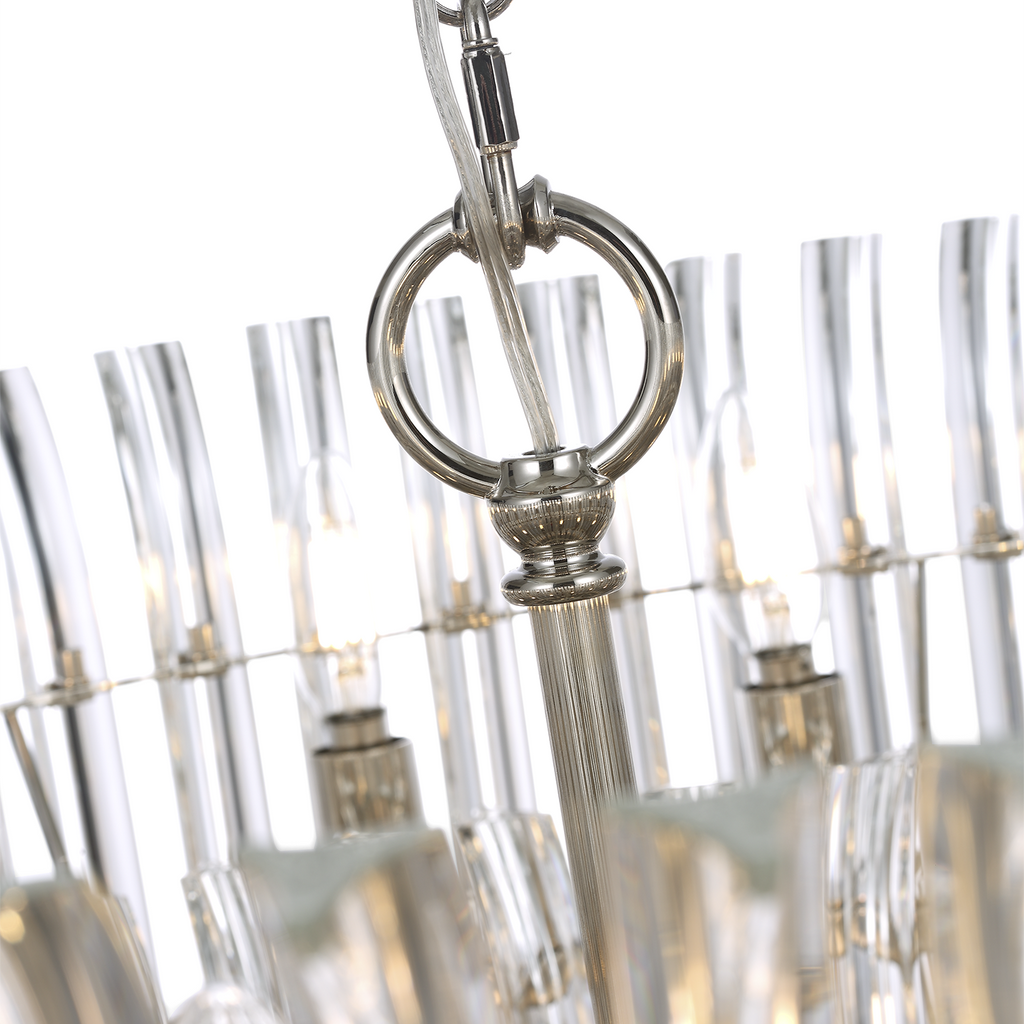 Rhine 34" Three Tier Chandelier | Polished Nickel | Crystal