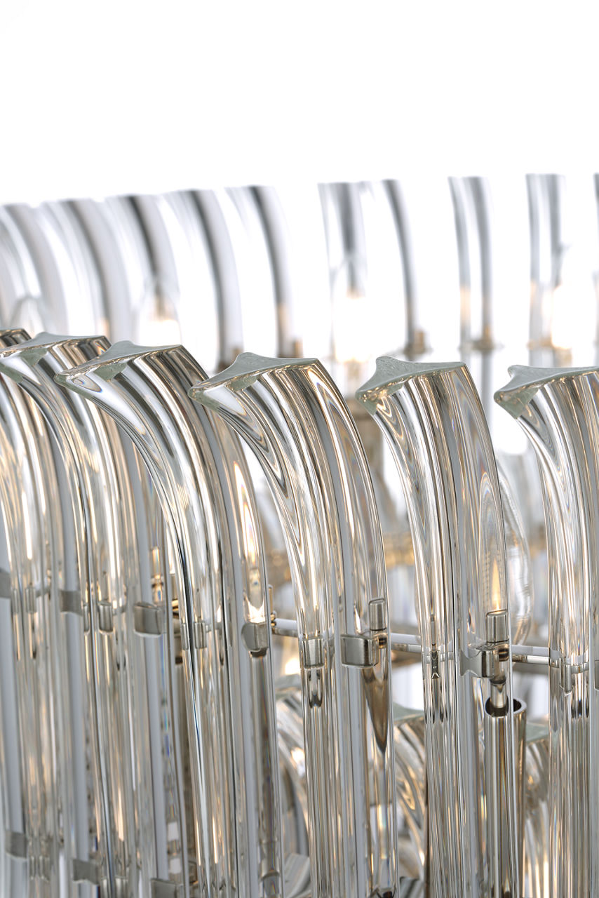 Rhine 34" Three Tier Chandelier | Polished Nickel | Crystal