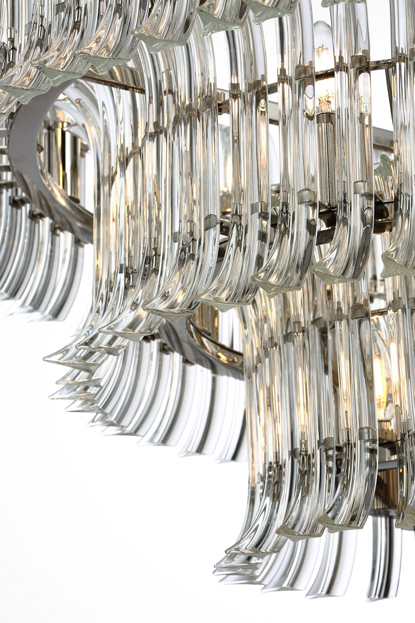 Rhine 34" Three Tier Chandelier | Polished Nickel | Crystal