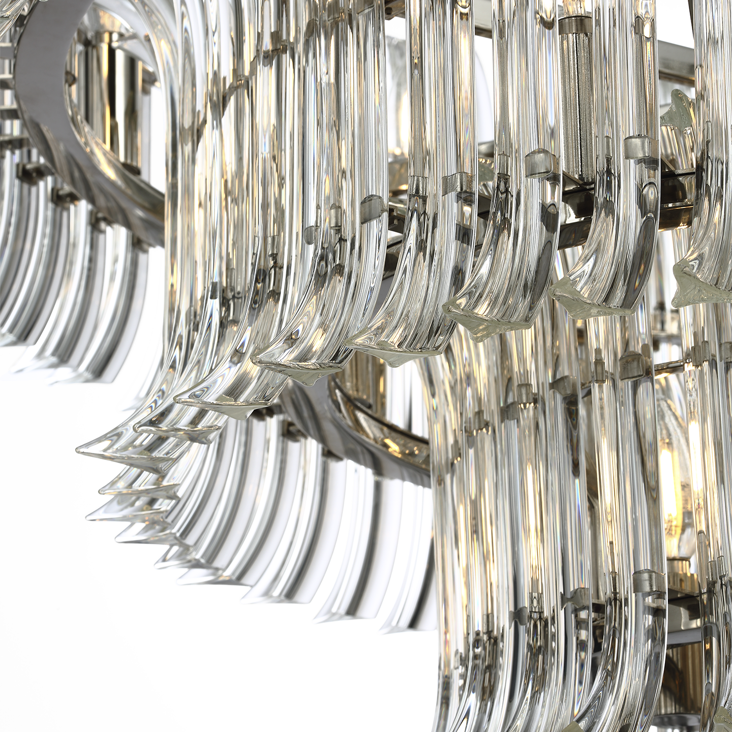 Rhine 34" Three Tier Chandelier | Polished Nickel | Crystal