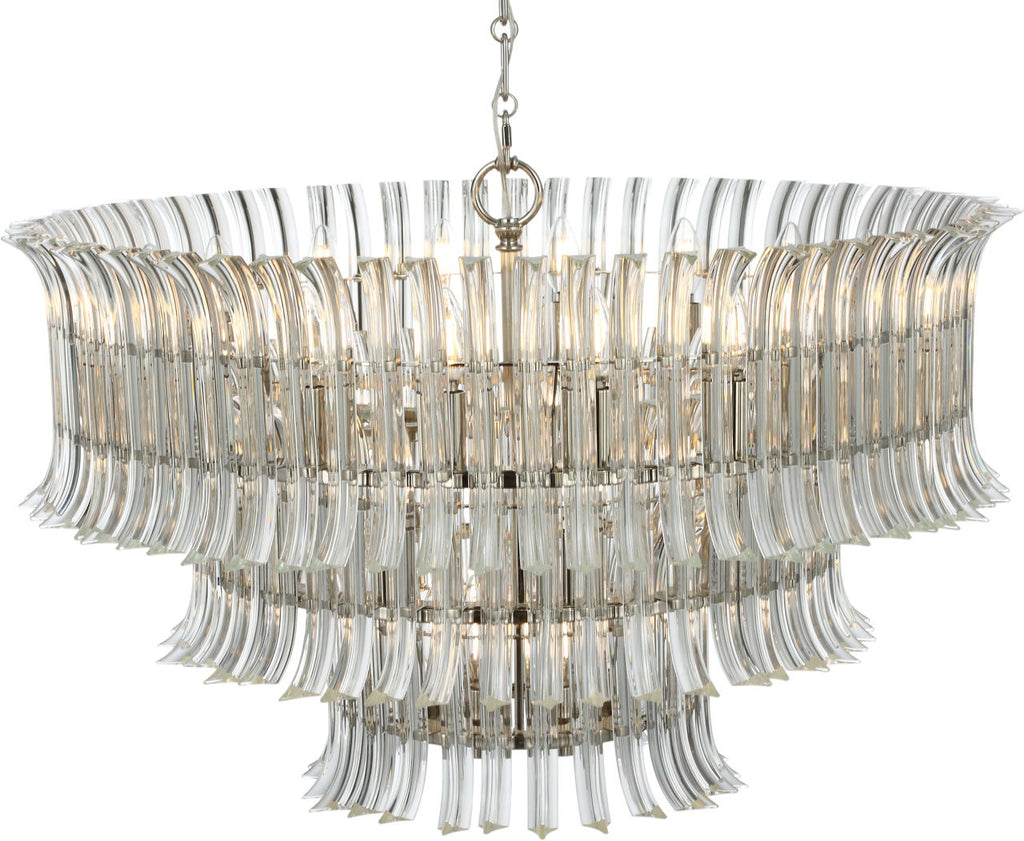 Rhine 34" Three Tier Chandelier | Polished Nickel | Crystal