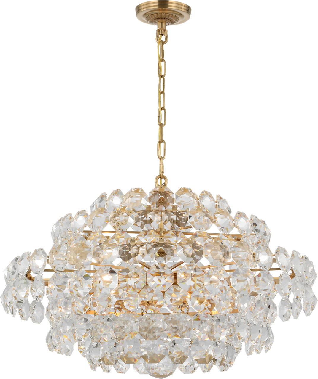 Sanger Small Chandelier | Hand-Rubbed Antique Brass | Crystal