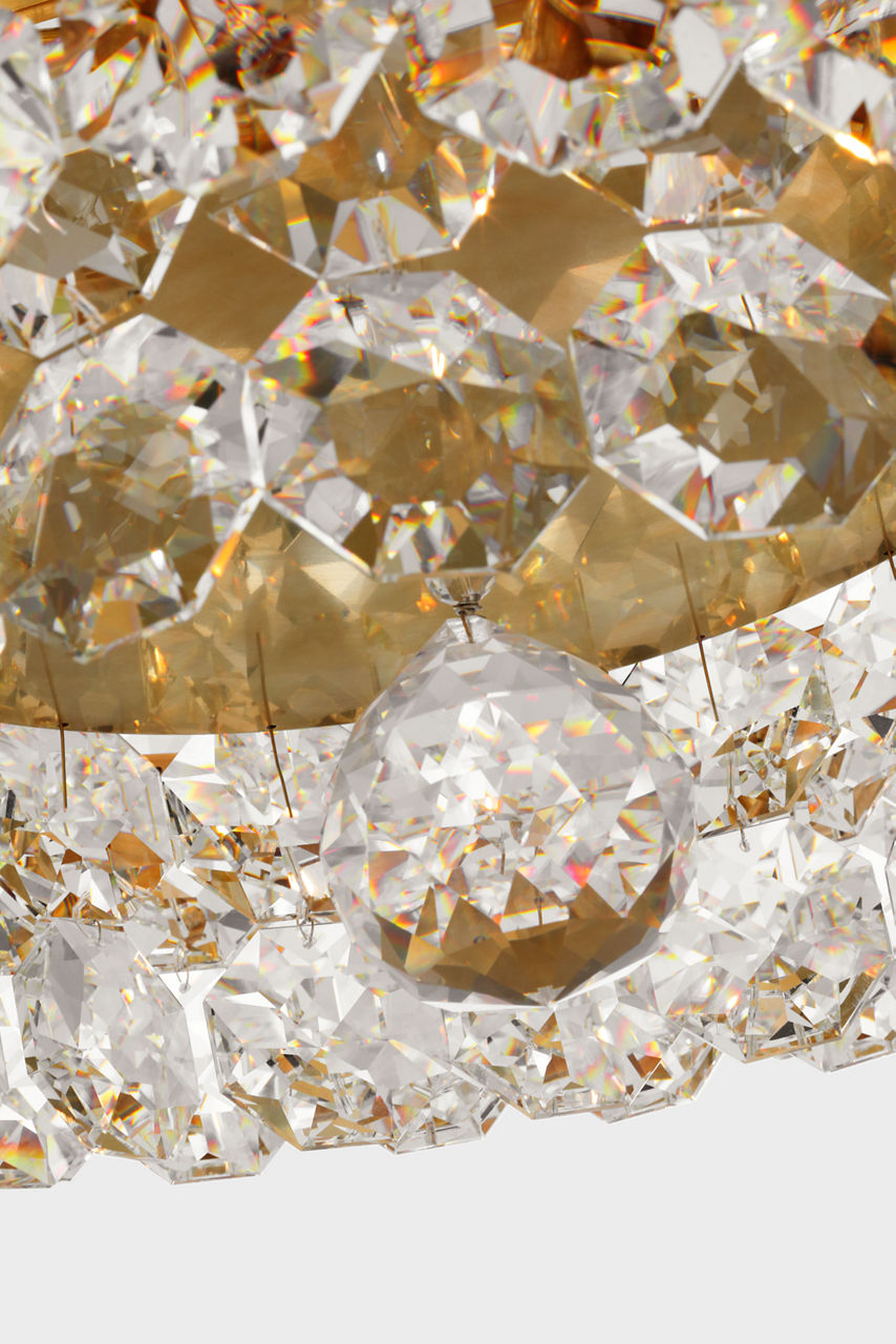 Sanger Large Chandelier | Hand-Rubbed Antique Brass | Crystal