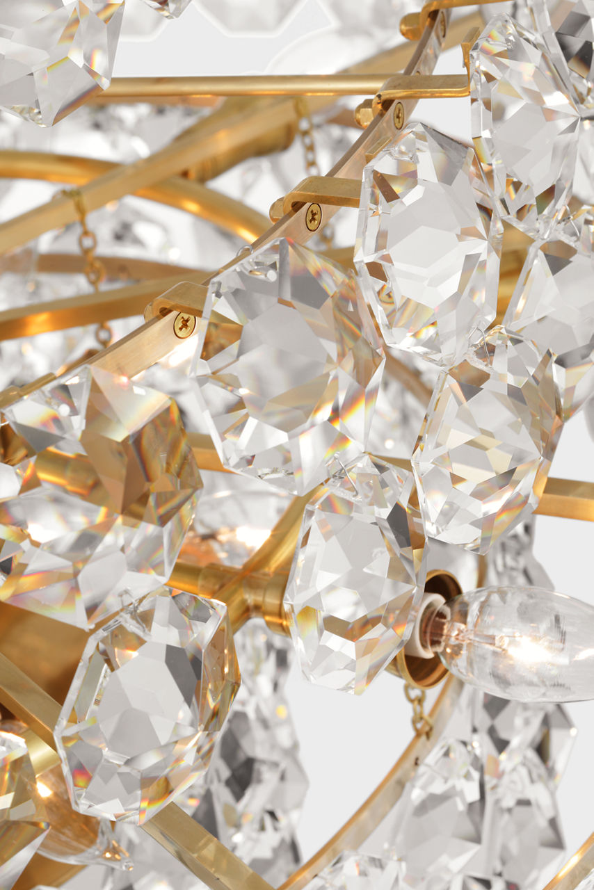 Sanger Large Chandelier | Hand-Rubbed Antique Brass | Crystal