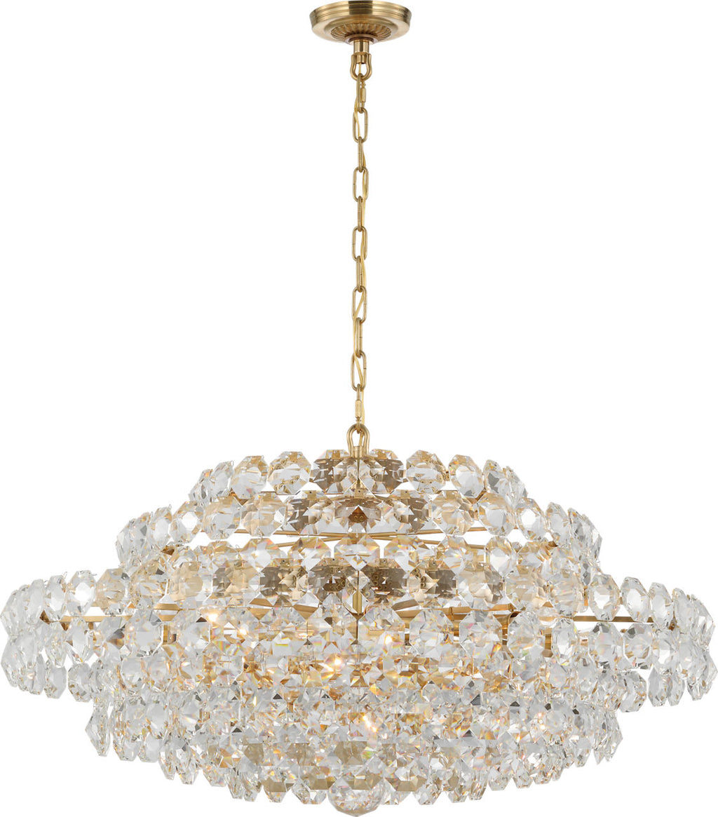 Sanger Large Chandelier | Hand-Rubbed Antique Brass | Crystal