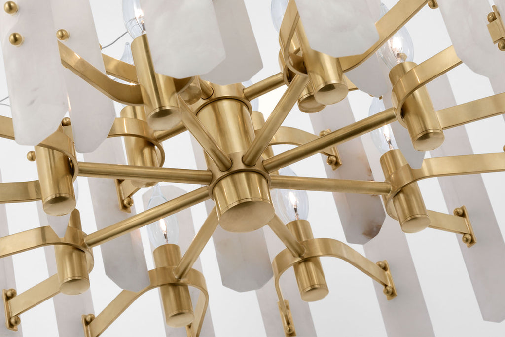 Bonnington Small Chandelier | Hand-Rubbed Antique Brass | Alabaster