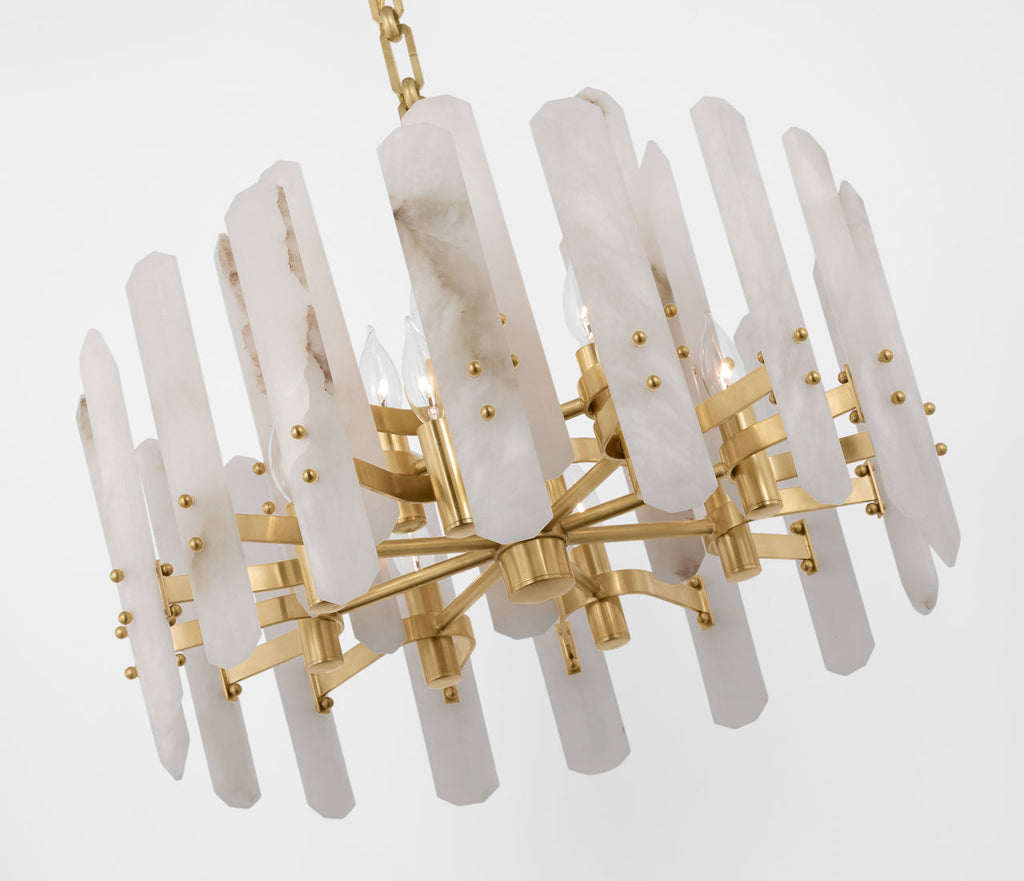 Bonnington Small Chandelier | Hand-Rubbed Antique Brass | Alabaster