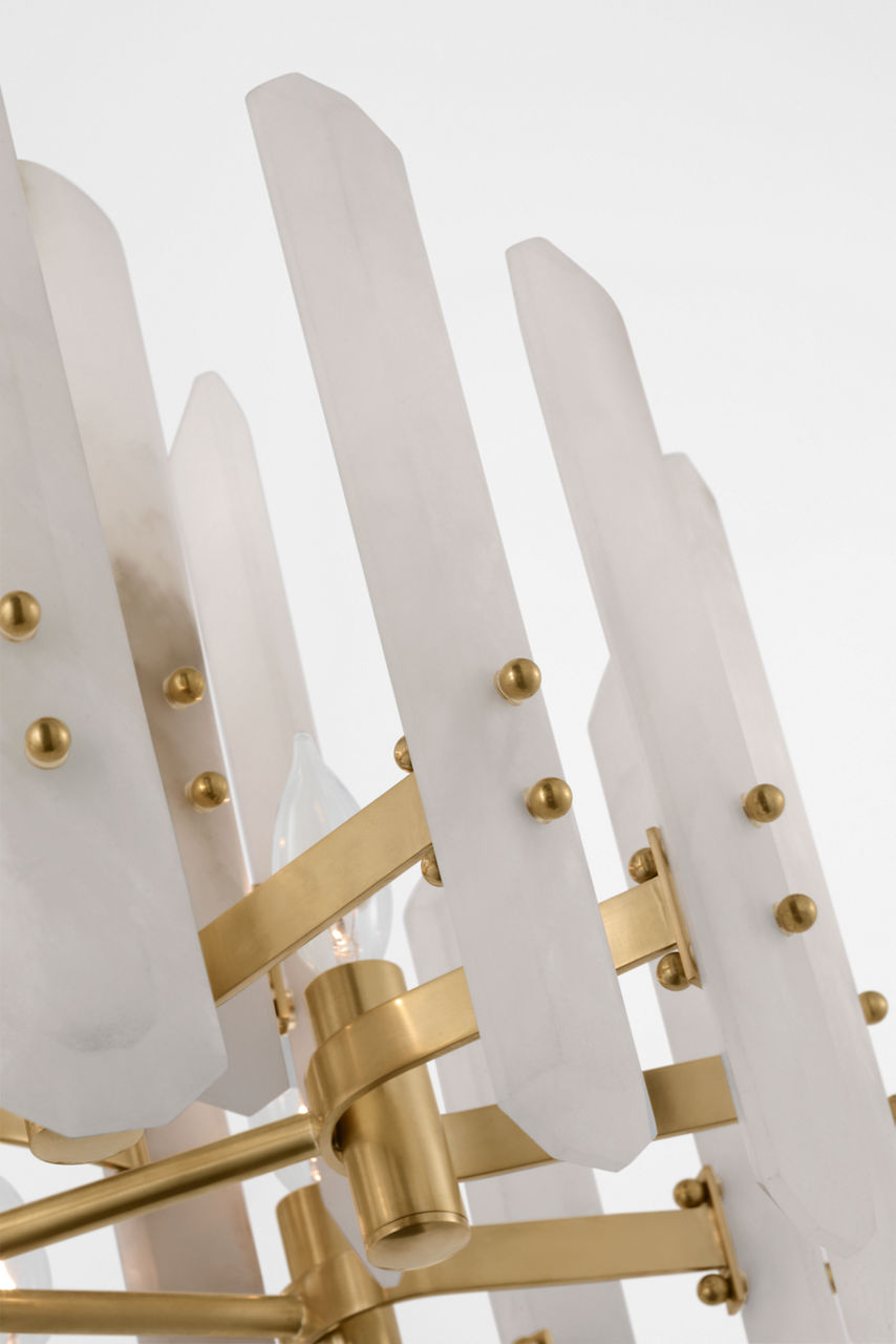 Bonnington Small Chandelier | Hand-Rubbed Antique Brass | Alabaster