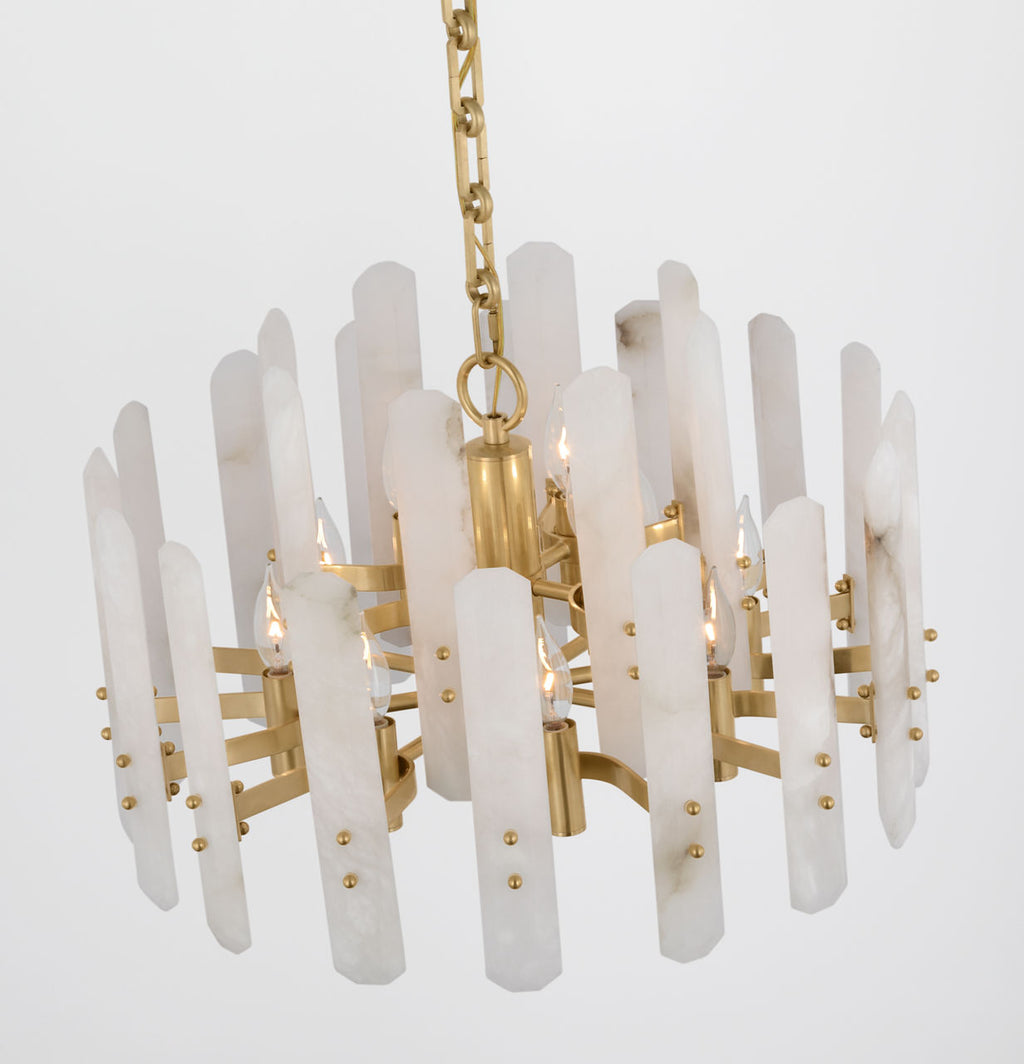 Bonnington Small Chandelier | Hand-Rubbed Antique Brass | Alabaster