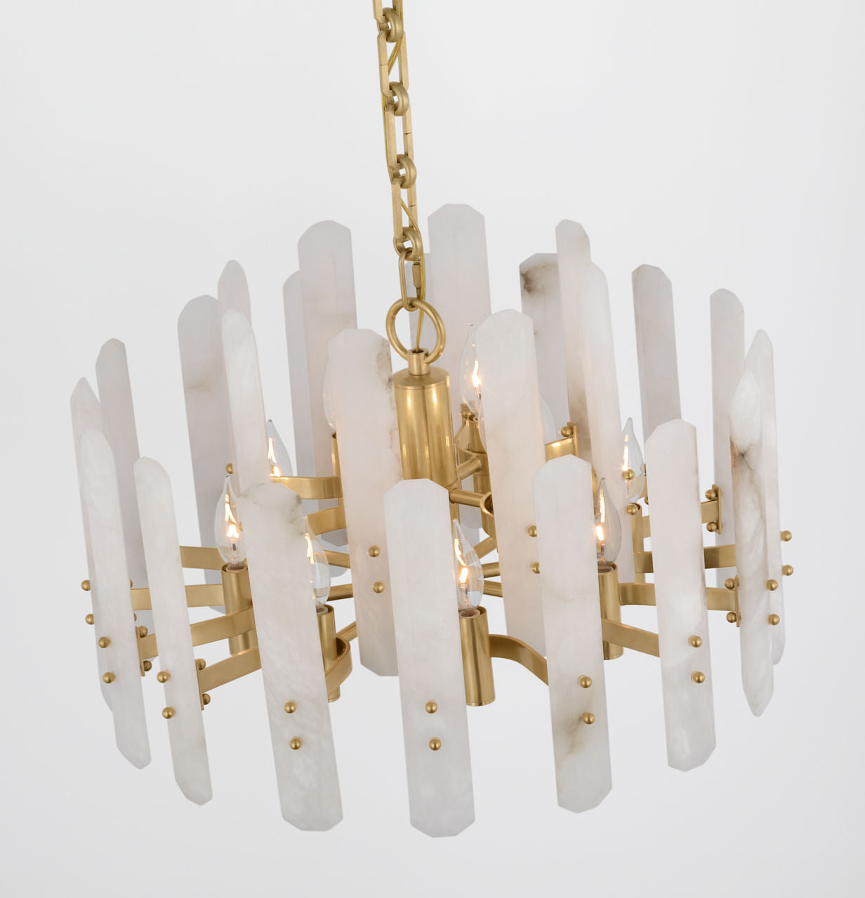 Bonnington Small Chandelier | Hand-Rubbed Antique Brass | Alabaster