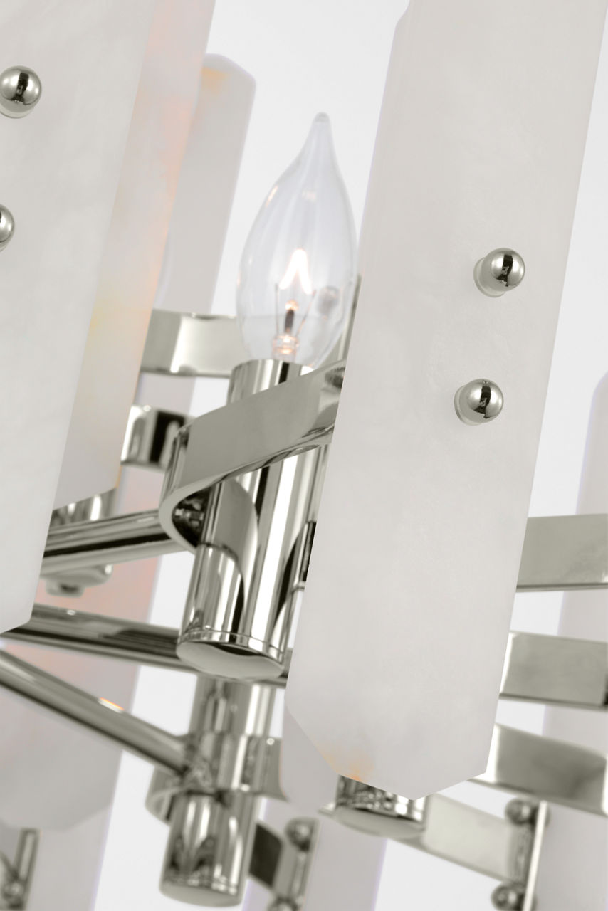 Bonnington Small Chandelier | Polished Nickel | Alabaster