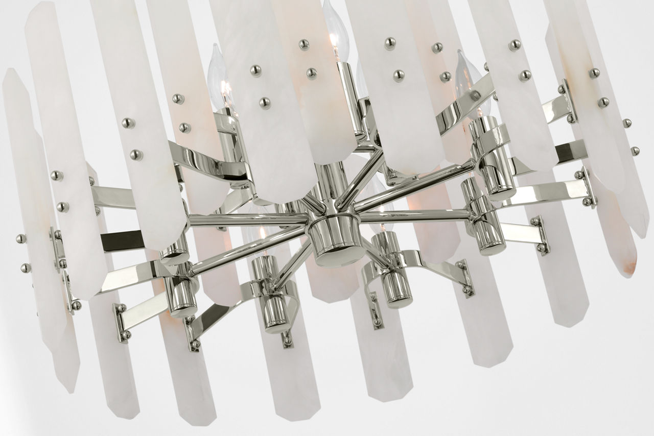 Bonnington Small Chandelier | Polished Nickel | Alabaster